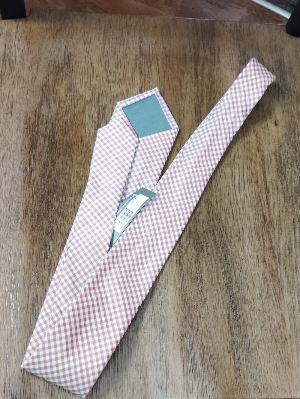 Madison Pink and White Gingham Men's Tie